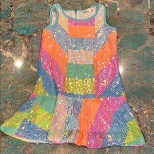 Truly Me Aqua and Multicolor Sequin Dress